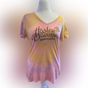 Harley-Davidson tie dye shirt pink, yellow, purple